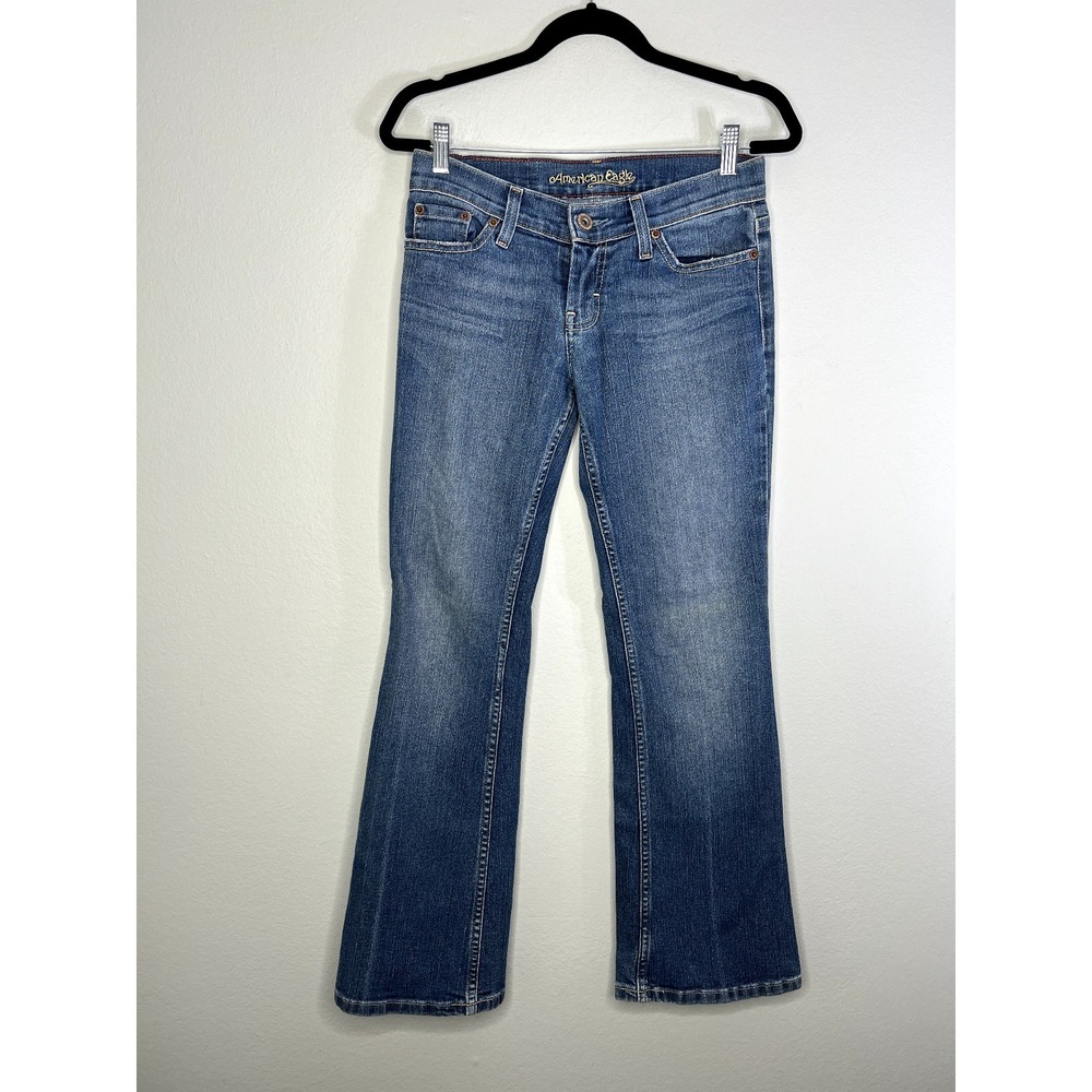 American Eagle Jeans Womens Blue Hipster Bootcut Low Rise Medium Wash Denim